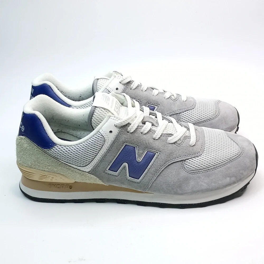 New Balance 574 Sneaker Men Size 12 Grey Blue U574SPB Suede Mesh